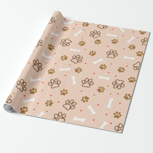 Cute dog pattern with paws bones tiny polka dots wrapping paper