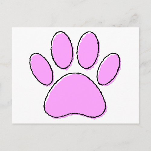 Cute Dog Paw Drawing Postcard
