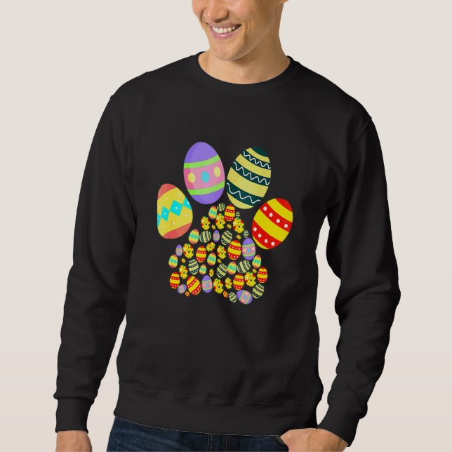 Cute Dog Paw Eggs Happy Easter Day Toddlers Boys G Sweatshirt (Front)