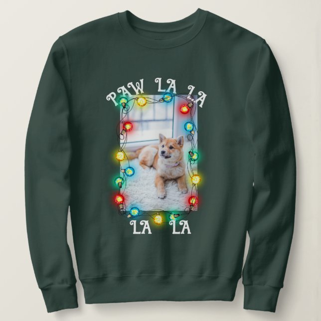 Cute Dog Paw la la Pet Christmas Photo Sweatshirt (Design Front)