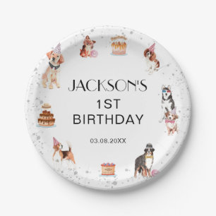 Cute Dog Paw-Party Birthday Paper Plates