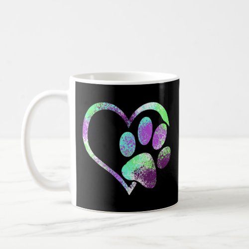 Cute Dog Paw Prin  Psychedelic Tie Dye Brittany Pu Coffee Mug