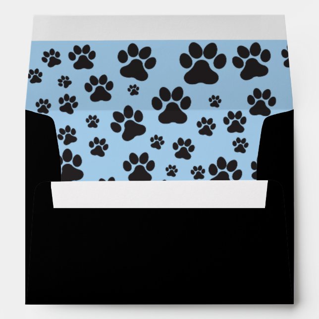 Cute dog paw print blue and black print  envelope (Back (Bottom))