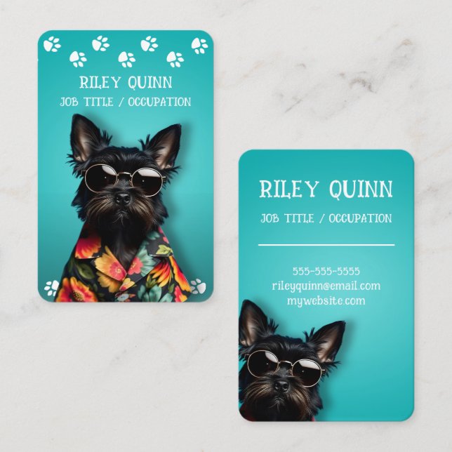 Cute Dog Paw Print Border  Business Card (Front/Back)