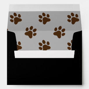 Cute dog paw print brown, gray and black envelope