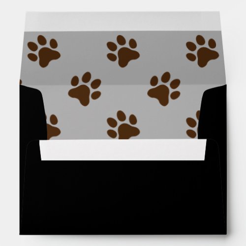 Cute dog paw print brown gray and black  envelope