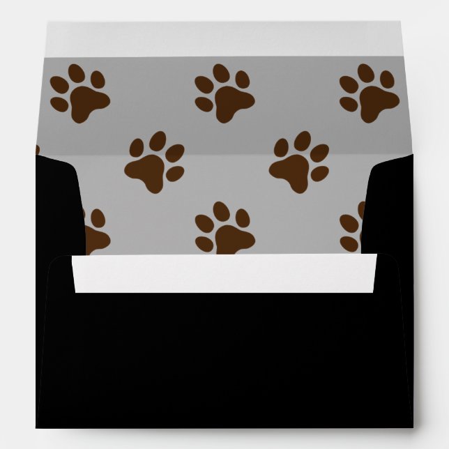 Cute dog paw print brown, gray and black  envelope (Back (Bottom))