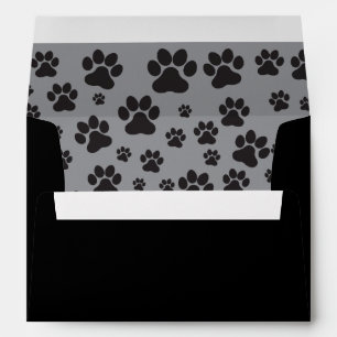 Cute dog paw print gray and black print envelope