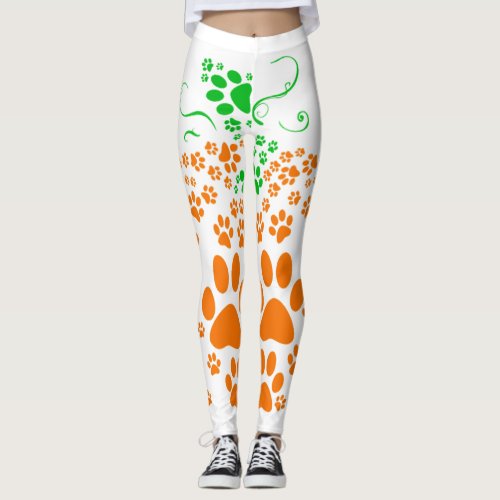 Cute Dog Paw Pumpkin Dog Lover Gifts Halloween Cos Leggings