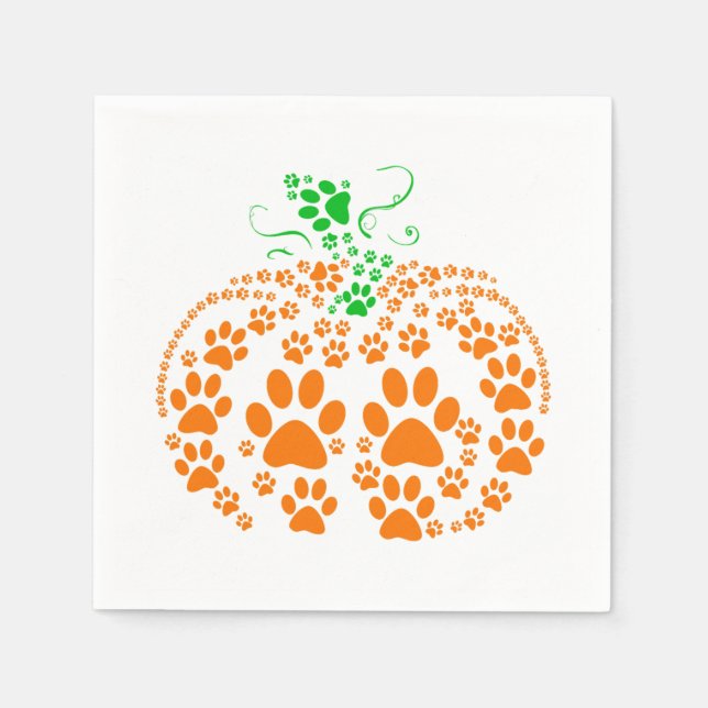 Cute Dog Paw Pumpkin Dog Lover Gifts Halloween Cos Napkins (Front)