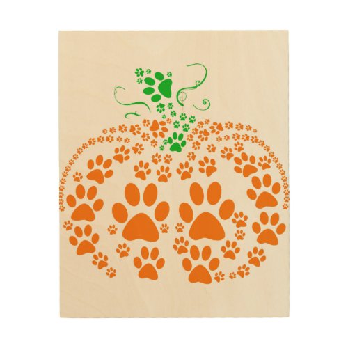 Cute Dog Paw Pumpkin Dog Lover Gifts Halloween Cos Wood Wall Art