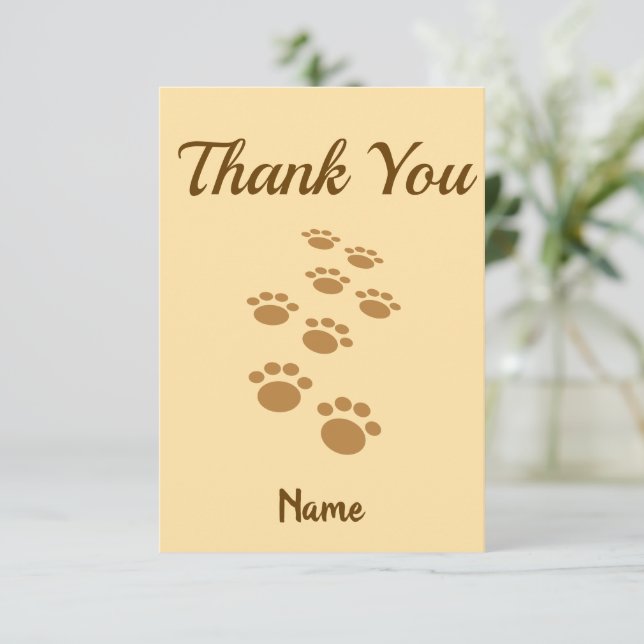 Cute Dog Paw Tracks Custom  Thank You Card (Standing Front)