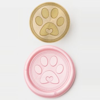 Cute Dog Paw With A Heart Wax Seal Stamp by splendidsummer at Zazzle