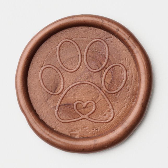 Cute Dog Paw With A Heart Wax Seal Sticker (Front)