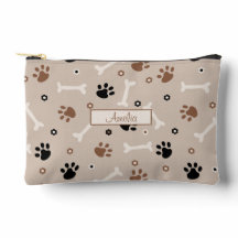 Cute dog paws and bones pattern and custom name