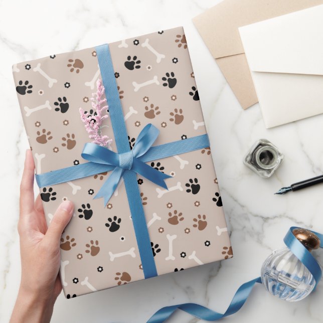 Cute dog paws and bones pattern Wrapping Paper (Gifting)