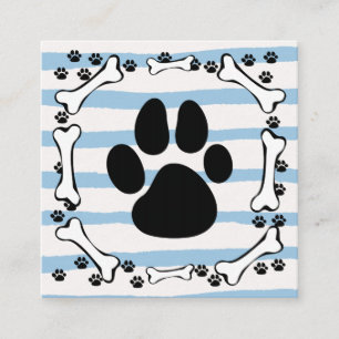 Cute Dog Paws Bones Pet Service Square Business Card