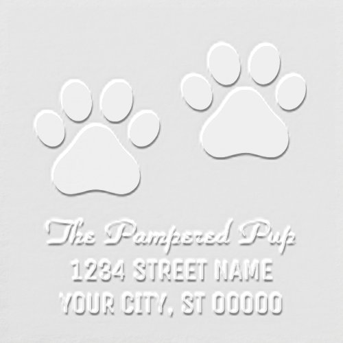 Cute Dog Paws Name Return Address  Embosser