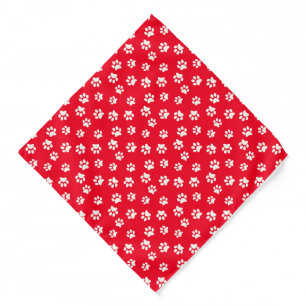   Cute Dog Paws Pet Pattern Red White Simple Funny Bandana