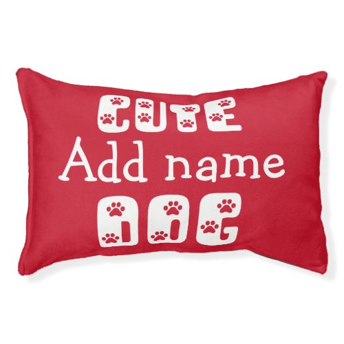 Cute Dog Paws typography with custom name Pet Bed