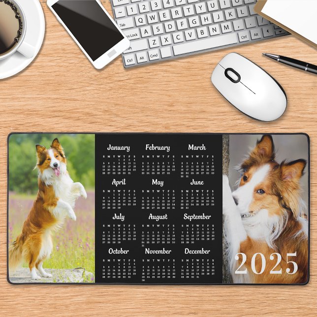 Cute Dog Personalized 2 Simple Photo 2026 Calendar Desk Mat (Creator Uploaded)