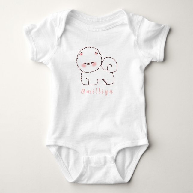 Cute Dog Personalized Name  Morden  Baby Bodysuit (Front)