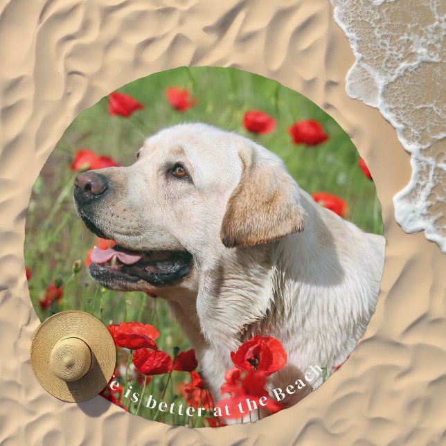 Cute Dog Personalized Simple Pet Photo Beach Towel (Beach)