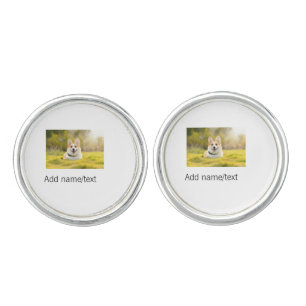 Cute dog pet add name text editable dog mom dad gi cufflinks
