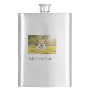 Cute dog pet add name text editable dog mom dad gi flask