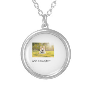 Cute dog pet add name text editable dog mom dad gi silver plated necklace