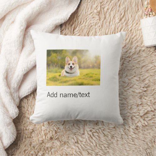 Cute dog pet add name text editable dog mom dad gi throw pillow