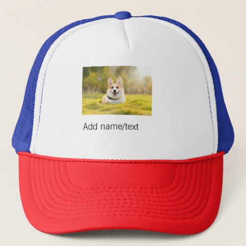 Cute dog pet add name text editable dog mom dad gi trucker hat