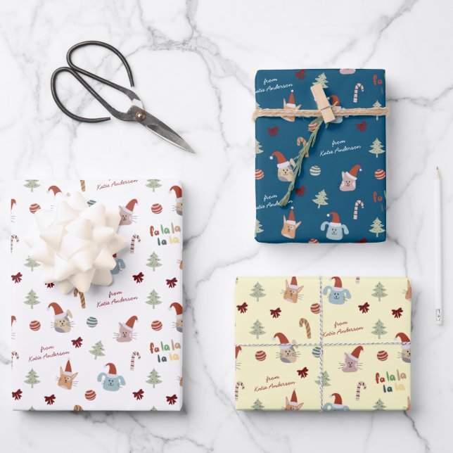 Cute Dog Pet Christmas Gift from Name  Wrapping Paper Sheets (Front)