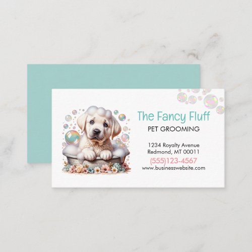 Cute Dog Pet Grooming Bath Service  Business Card