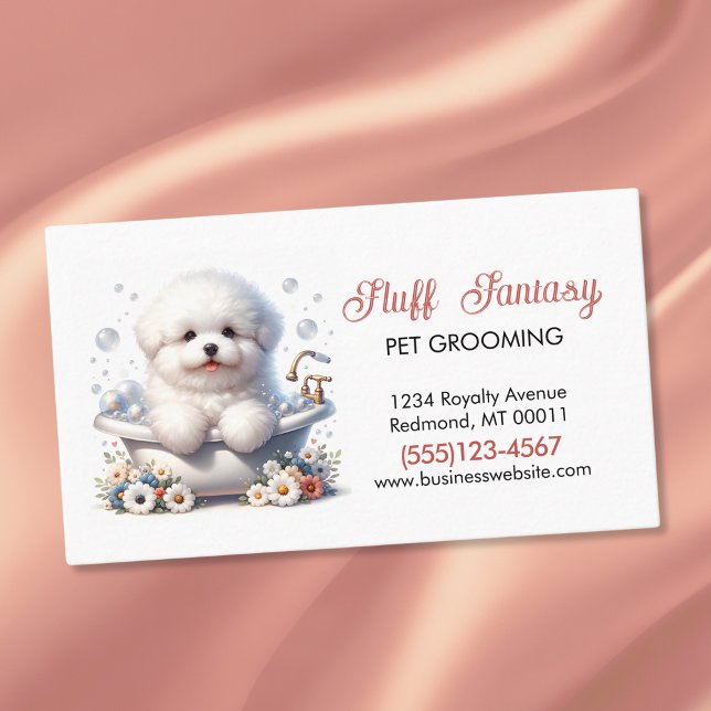 Cute Dog Pet Grooming Bath Service  Business Card (Creator Uploaded)