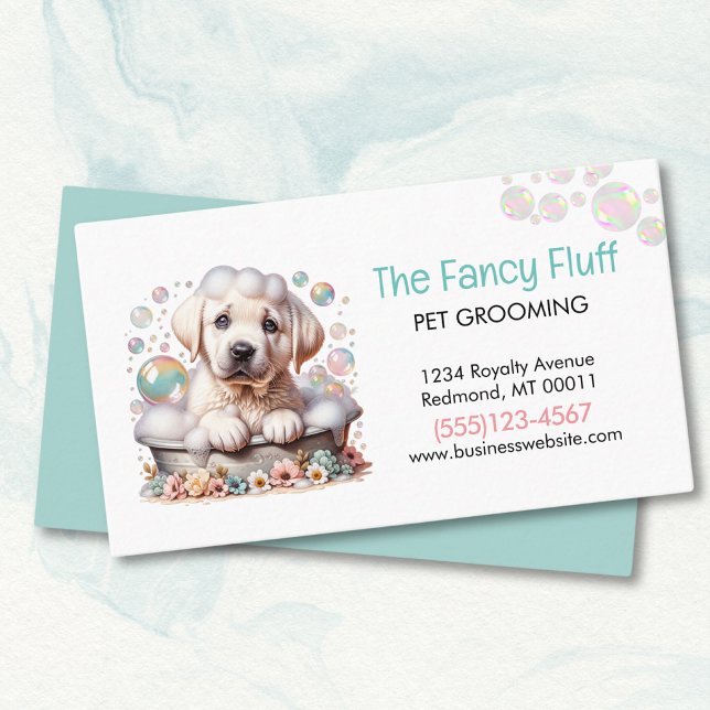 Cute Dog Pet Grooming Bath Service  Business Card (Creator Uploaded)
