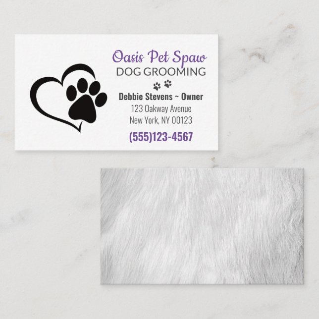 Cute Dog Pet Grooming Service Business Card (Front/Back)