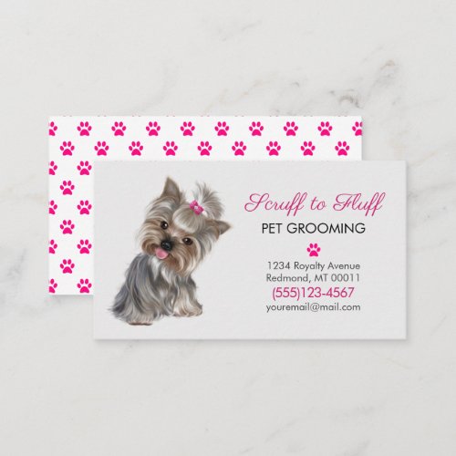 Cute Dog Pet Grooming Service Paw Print Business Card