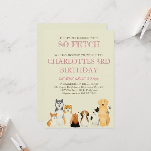 Cute Dog Pet Illustration Invitation