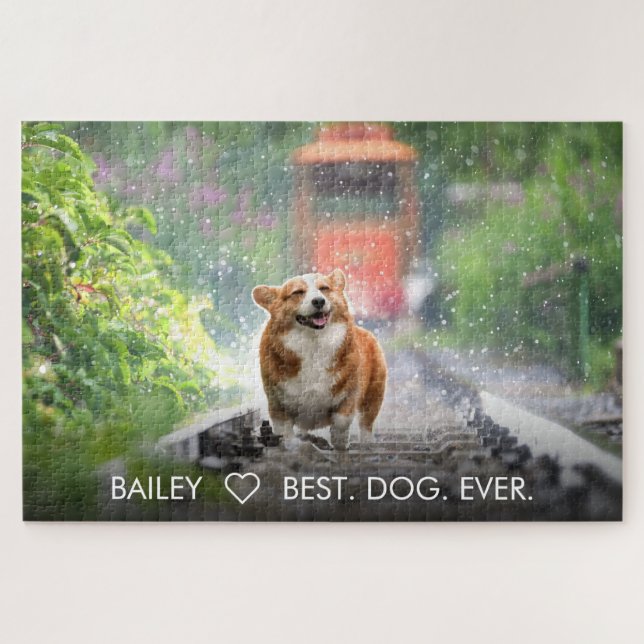 Cute Dog Pet Photo Personalized Custom Pets Puppy Jigsaw Puzzle (Horizontal)