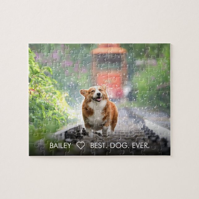 Cute Dog Pet Photo Personalized Custom Pets Puppy Jigsaw Puzzle (Horizontal)