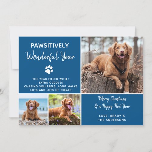 Cute Dog Pet Photo Quarantine Blue Covid Christmas Holiday Card