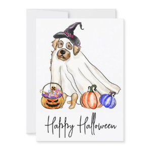 Cute Dog Pet Puppy Ghost Happy Halloween Holiday Card