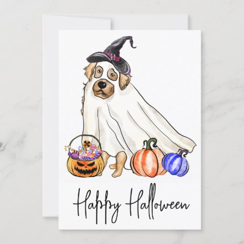 Cute Dog Pet Puppy Ghost Happy Halloween Holiday Card