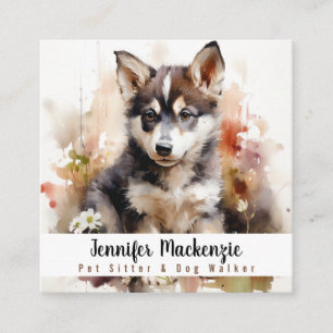 Cute Dog Pet Sitter and Dog Walker Square Business Card