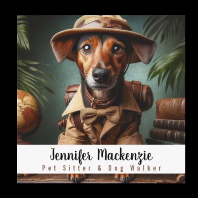 Cute Dog Pet Sitter and Dog Walker Square Business Card (Creator Uploaded)