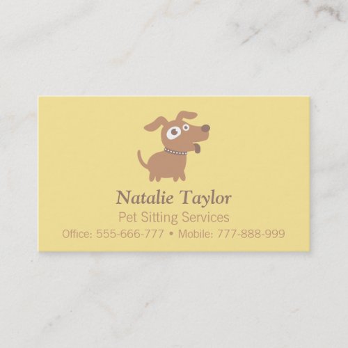 Cute Dog Pet Sitter Services Business Cards