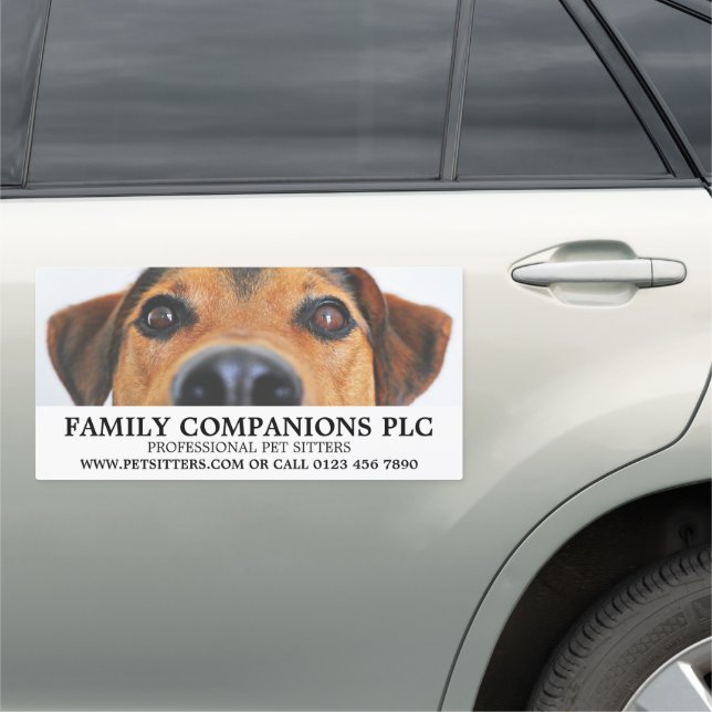 Cute Dog, Pet Sitting Service Advertising Car Magnet (In Situ)