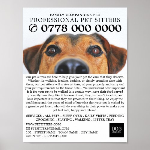 Cute Dog Pet Sitting Service Advertising Poster