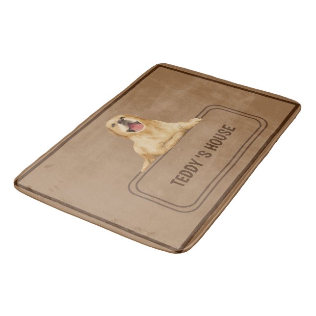 Cute Dog Pet Welcome Home party DIY name  Bath Mat (Angled)